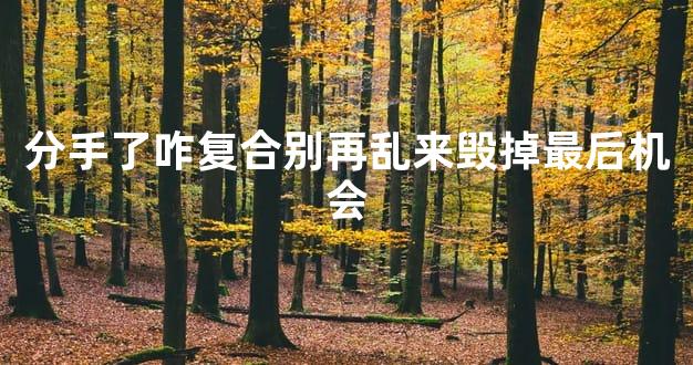 分手了咋复合别再乱来毁掉最后机会