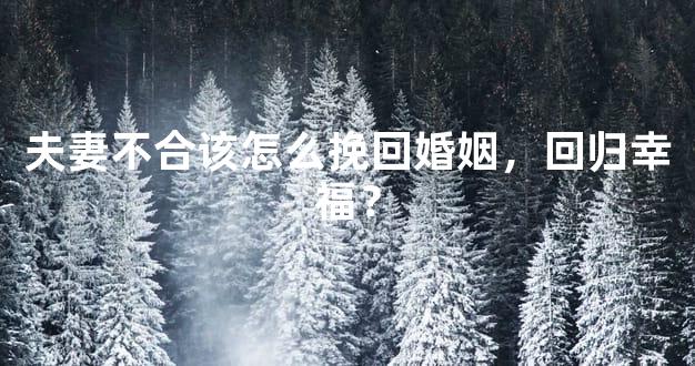 夫妻不合该怎么挽回婚姻，回归幸福？