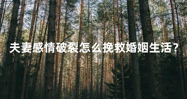 夫妻感情破裂怎么挽救婚姻生活？