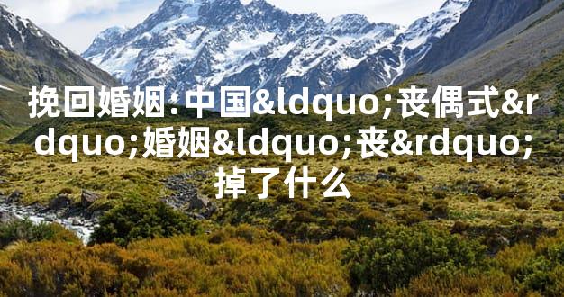 挽回婚姻:中国“丧偶式”婚姻“丧”掉了什么