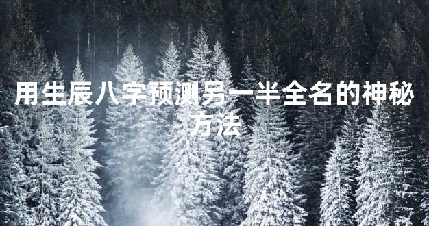 用生辰八字预测另一半全名的神秘方法